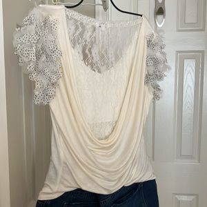 White lace short sleeve top
